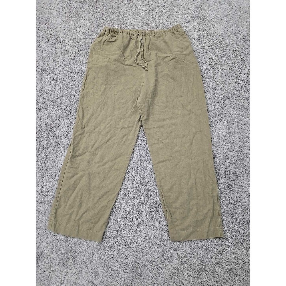 Coldwater Creek Pants Womens 28" Beige High Rise Pull On Linen Blend Relaxed